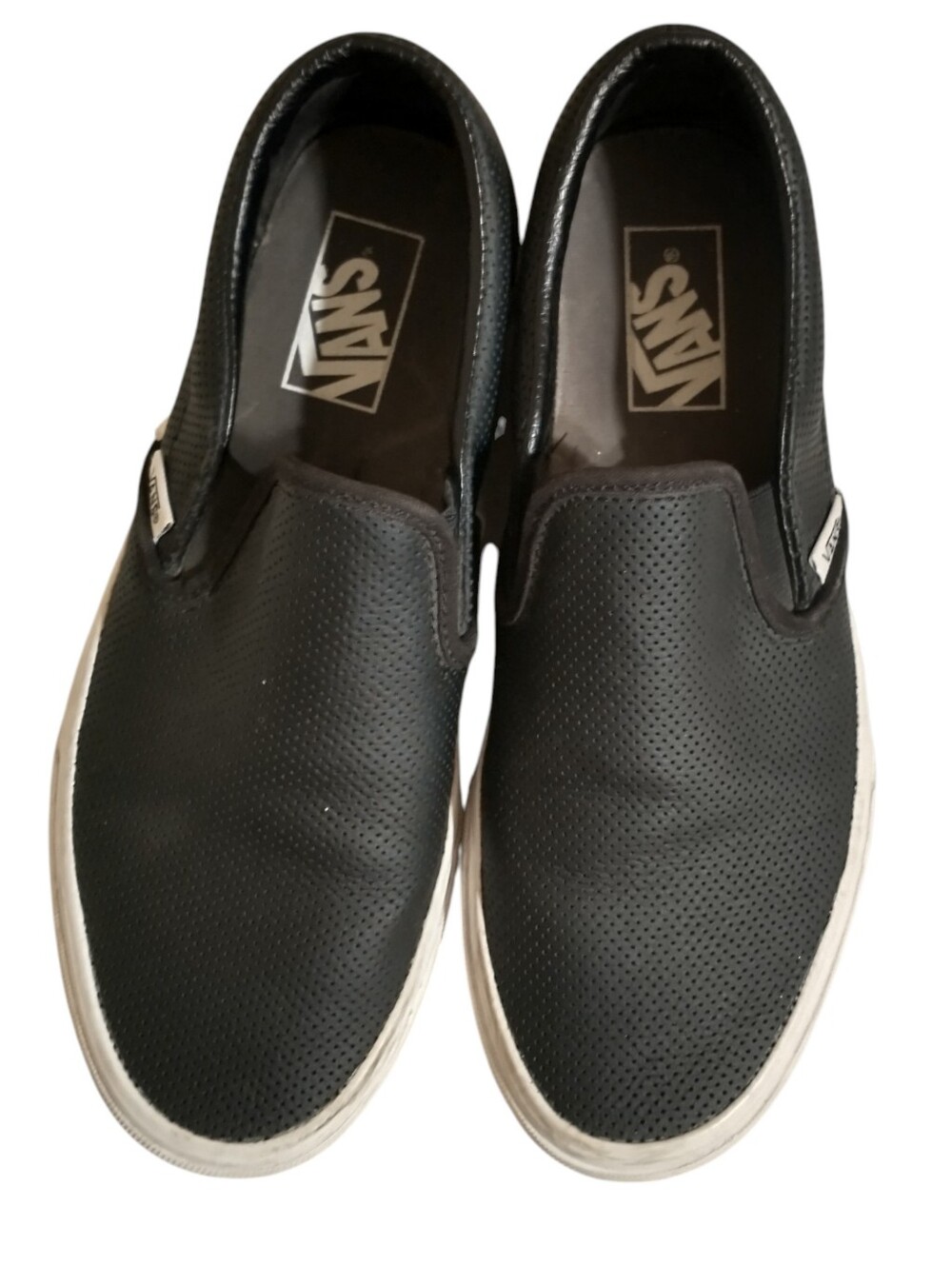 Vans Black Perforated Leather Slip-On Sneakers - Picture 4 of 9